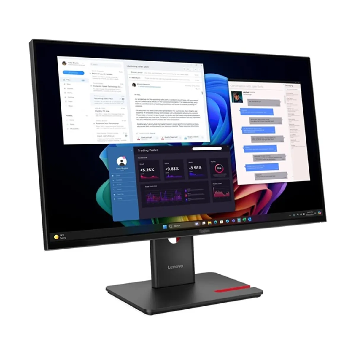 LENOVO-COM 64AFGAT2EU kijelző 27" UHD IPS HDR HDMI 2.1 DP 1.4 USB-C PD 100W USB-C 5Gbps USB-A RJ45 VESA 100x100 #2