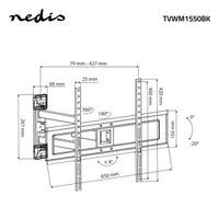NEDIS TVWM1550BK fali tv-konzol dönthető és forgatható 37"-70" vesa kompatibilis 100x100-600x400 teherbírás 35 kg acél fekete #5