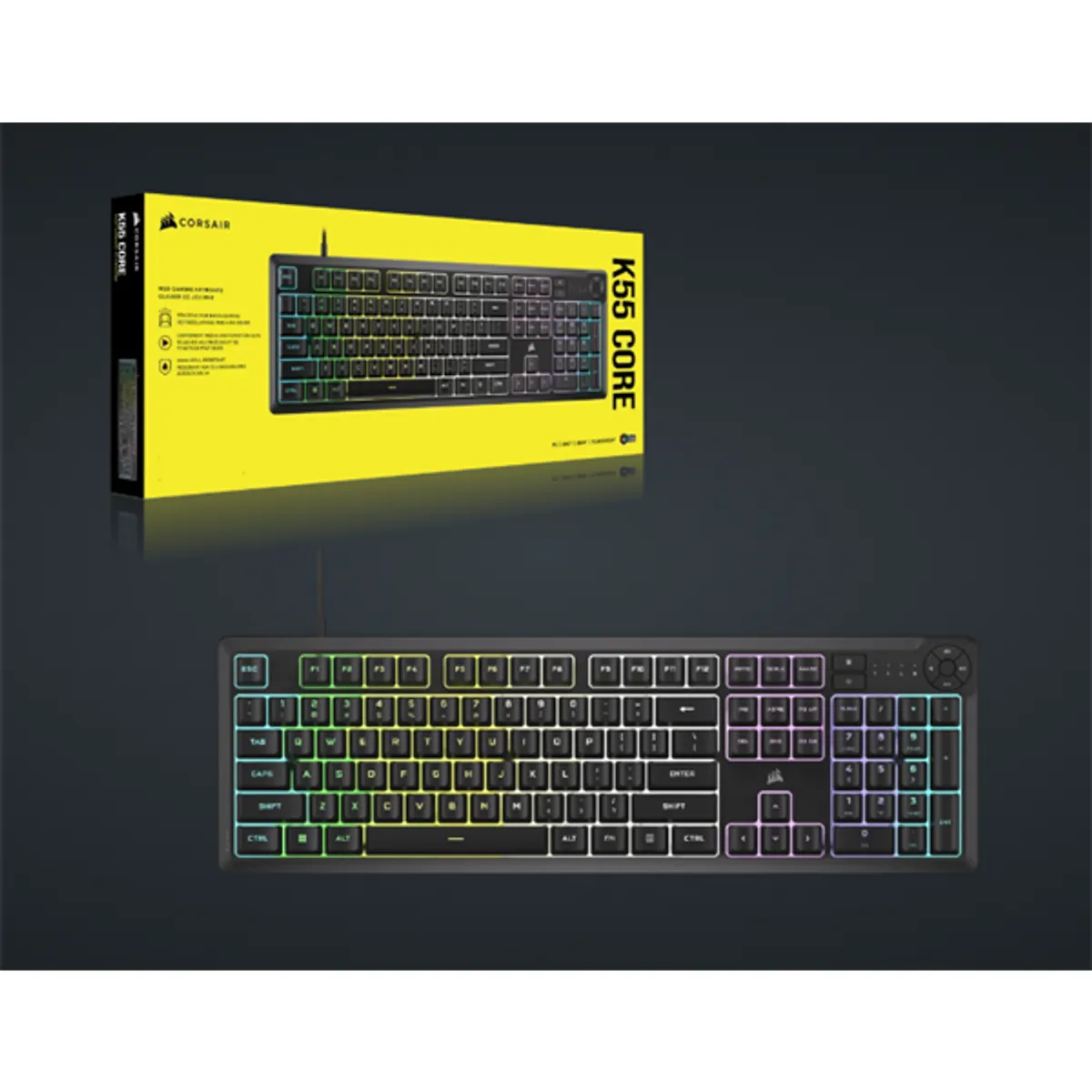 CORSAIR CH-9226C65-NA K55 CORE RGB membrán 6 makrógomb cseppálló média-vezérlő #7