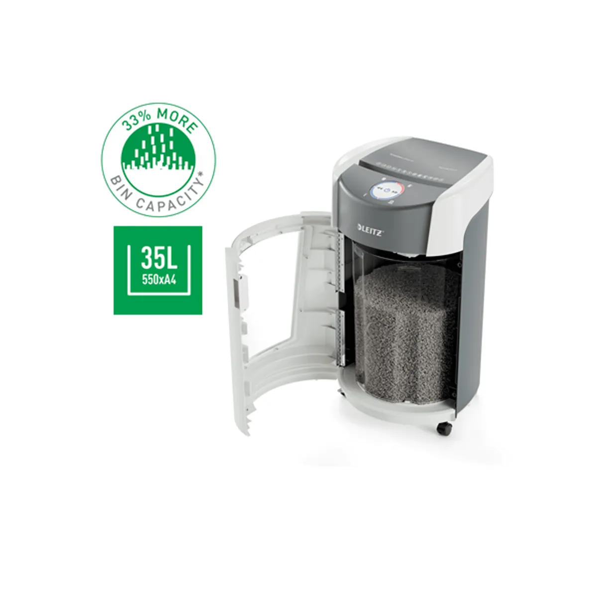 Leitz 83600000 IQ OptiMax Office P5 iratmegsemmisítő 35L fehér mikrokonfetti 2x15 mm #2