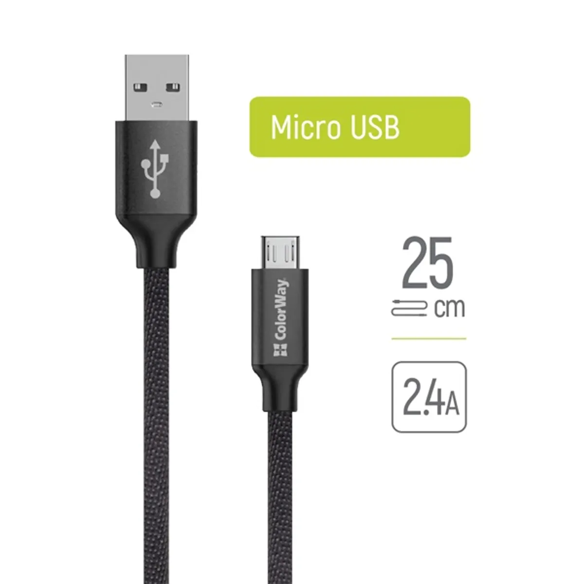 COLORWAY CW-CBUM048-BK USB-A to MicroUSB adat- és töltőkábel 0,25 m fekete #1