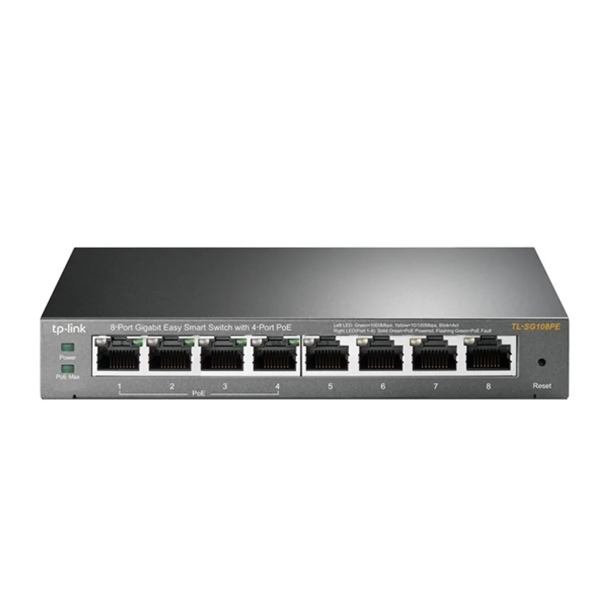TP-LINK TL-SG108PE 8-portos Gigabit Easy Smart Switch 4 PoE port 55W össztáp webes kezelőfelület 32 VLAN 16 Gbps #1