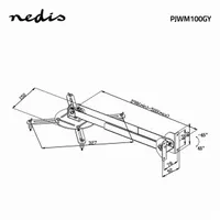 Nedis PJWM100GY fali projektor konzol dönthető forgatható 0-360 4 karos max teherbírás 10 kg ezüst #7