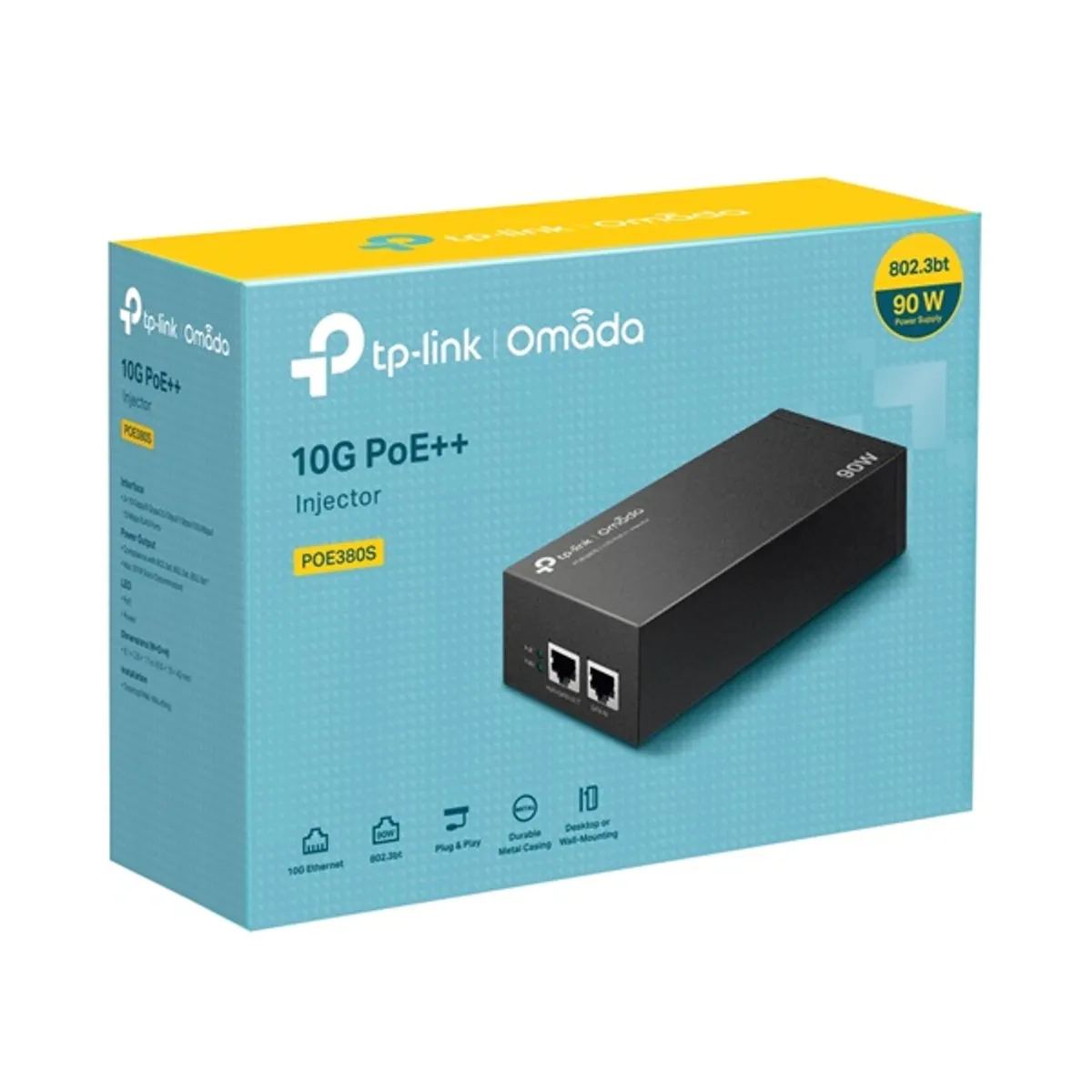 TP-LINK POE380S Omada 10G PoE injektor 90 W 1x PoE port 1x nem PoE port #3