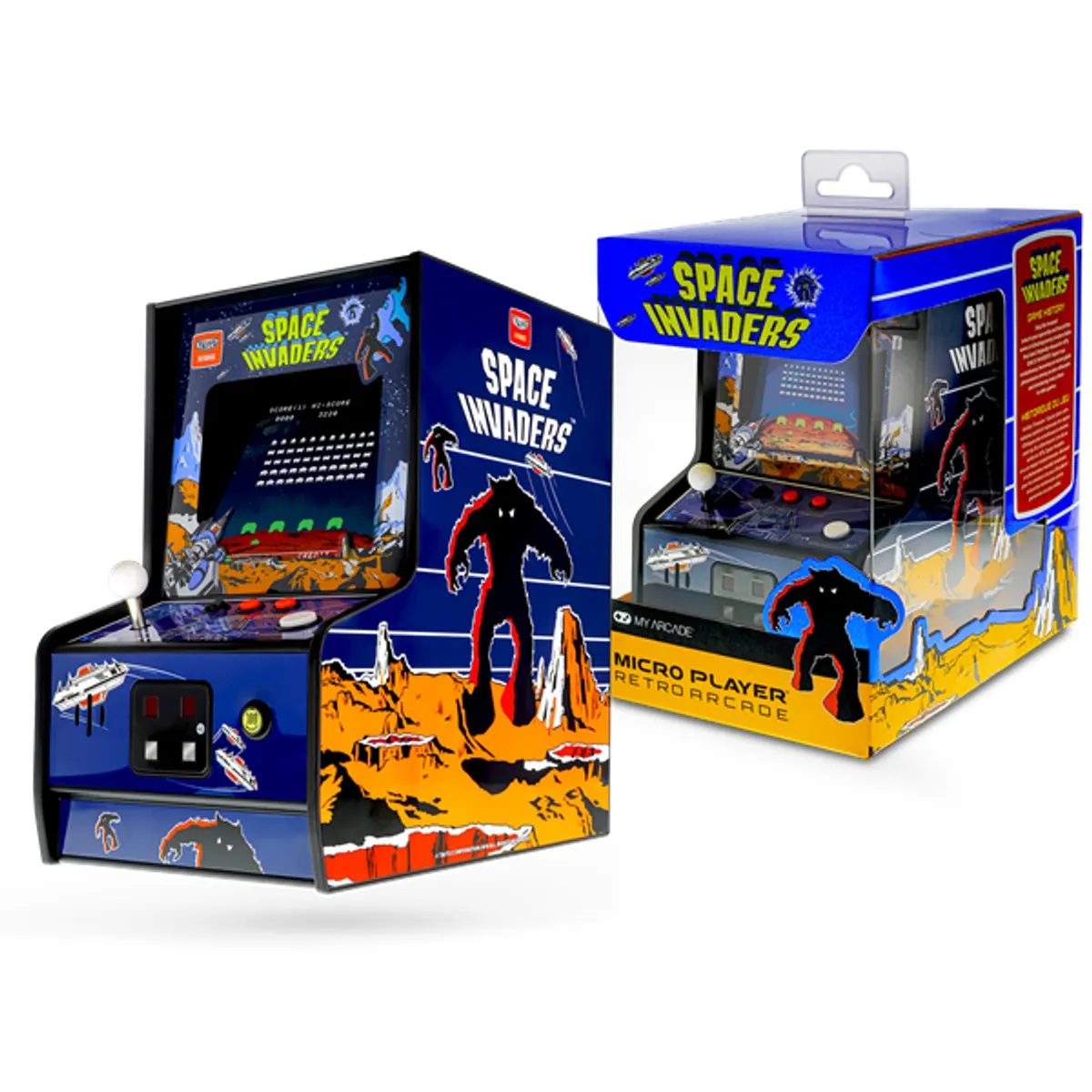 MY ARCADE DGUNL-3279 Space Invaders Micro Player 6.75" kijelző micro USB vagy 4x AA tápellátás 3,5 mm fejhallgató-csatlakozó hangerő-szabályzó #1