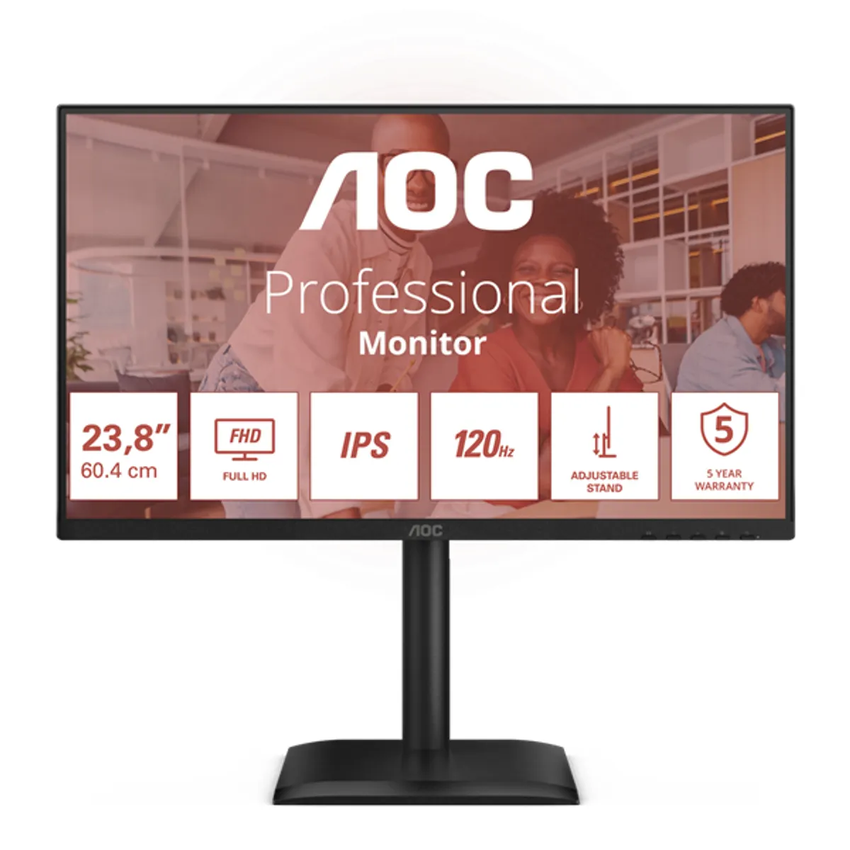 AOC 24E4U monitor 23.8" IPS 1080p 4ms USB 3.2 Gen1 hub VESA magasságigazítás fekete #1