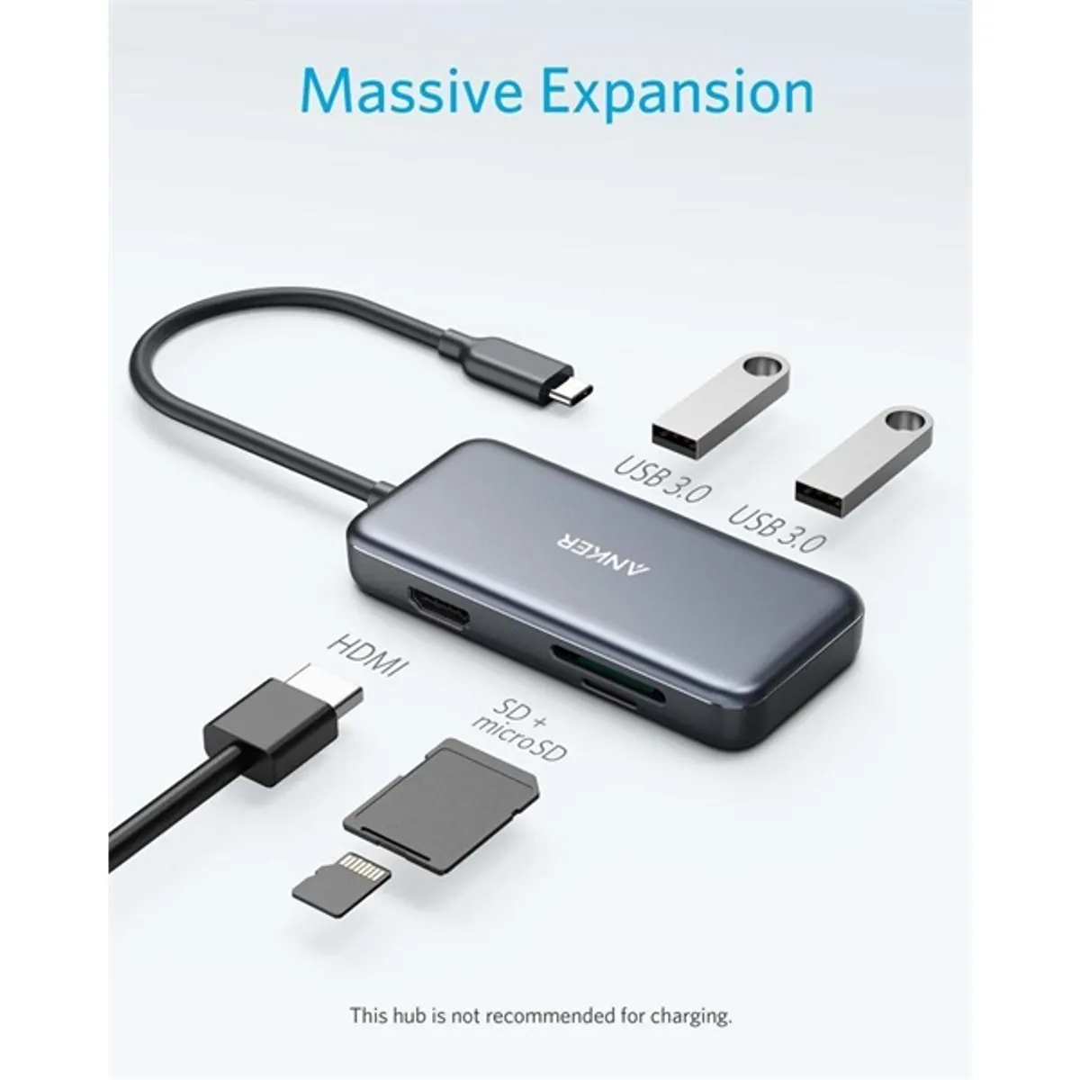 ANKER A8334HA1 USB-C hub 5-port 2xUSB 3.0 HDMI SD TF 4K@30Hz #2
