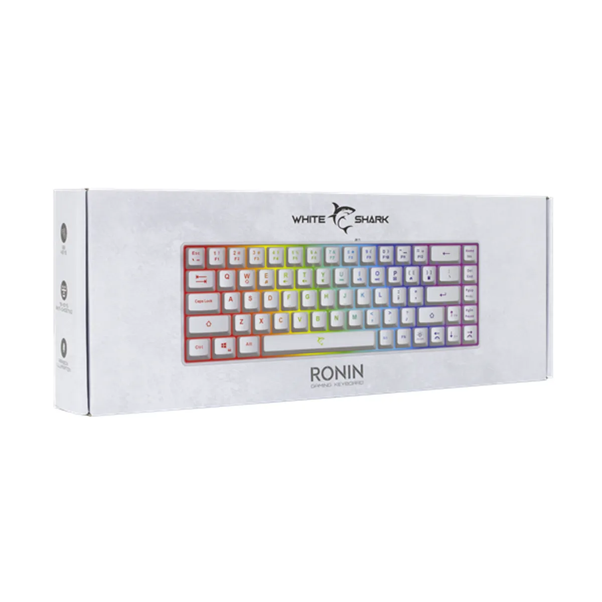 WHITESHARK GK-2201W-US RONIN-W fehér membrán gamer billentyűzet US kiosztás USB 2.0 68 billentyűs #5
