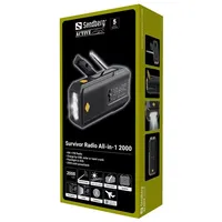 SANDBERG 421-04 Survivor Radio All-in-1 2000mAh AM-FM rádió USB töltés, napelemes töltés, kézi hajtókar, zseblámpa #10