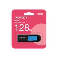 ADATA AUV128-128G-RBE Uv128 128GB USB 3.0 csúszó sapka nélküli fekete-kék