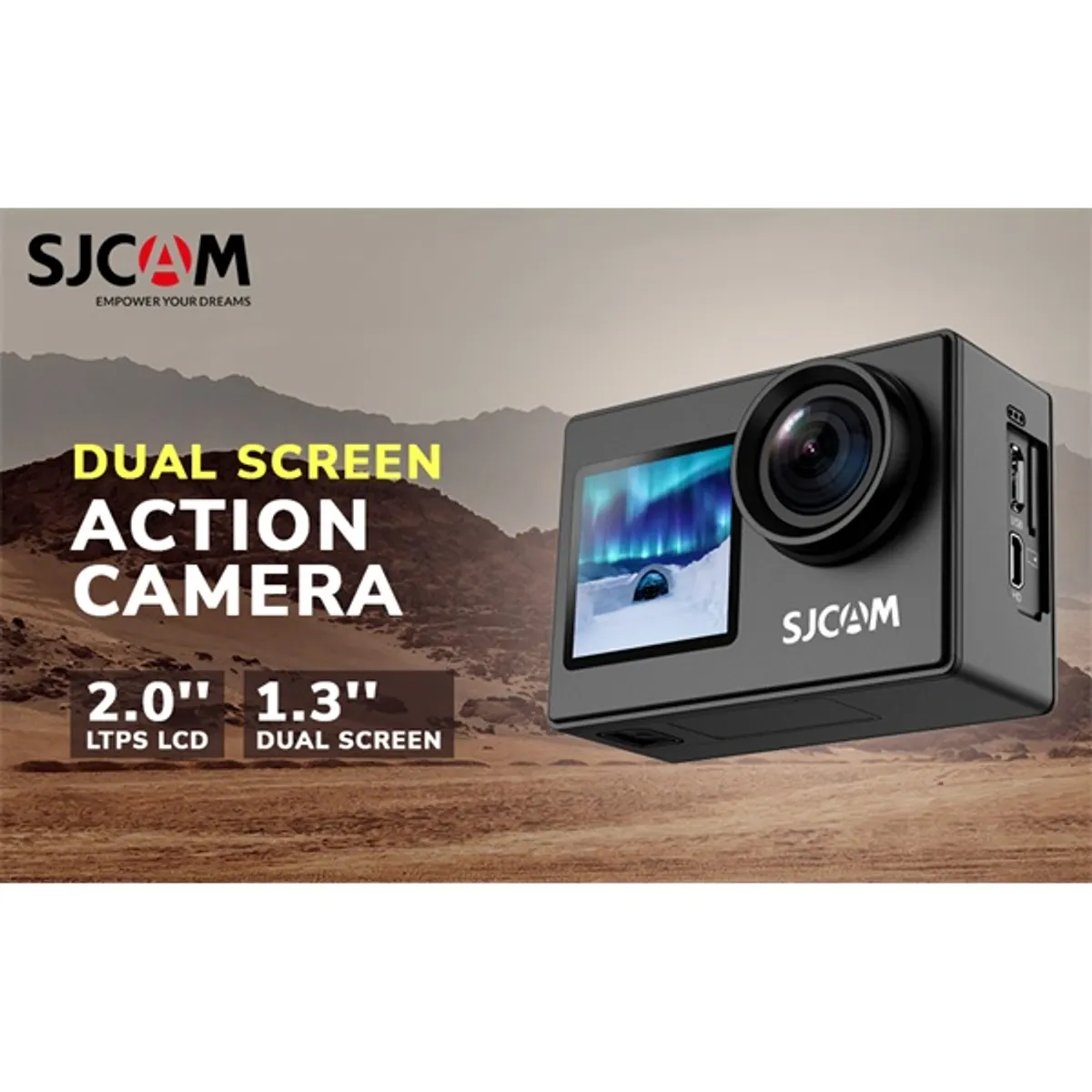 SJCAM SJ4000 DUAL SCREEN SJ4000 Dual Screen 4K, 2\" hátsó kijelző, 1.3\" előlapi kijelző, 30m vízálló tok, USB-C, 900mAh #3