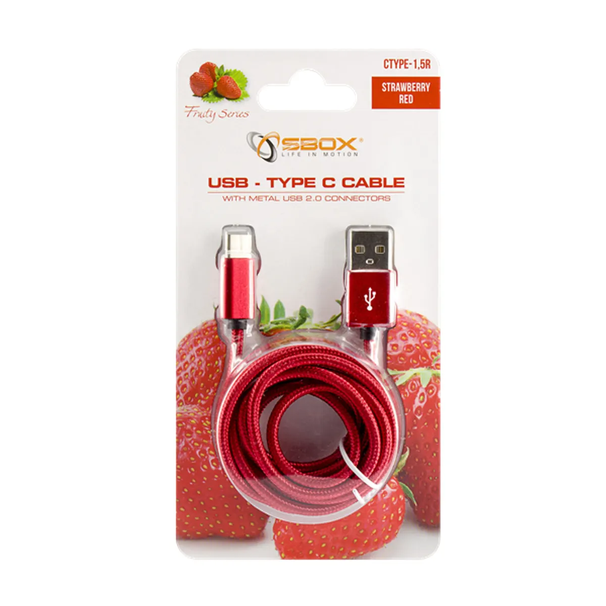 SBOX USB-TYPEC-15R usb-a to type-c kábel 1,5 m piros hálós #2