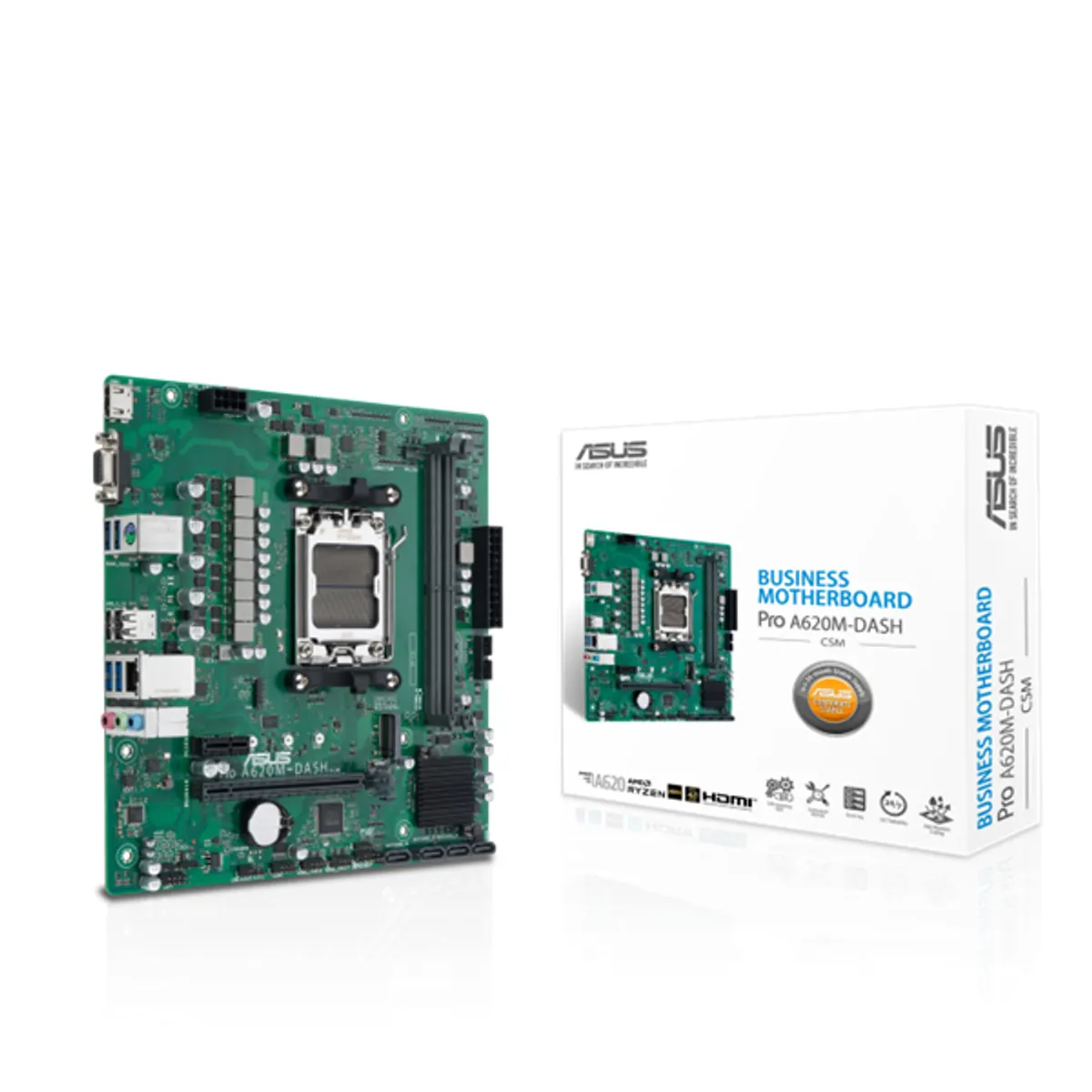 Asus PCC PRO A620M-DASH-CSM A620M-DASH AM5 mATX DDR5 5200 2 db memóriafoglalatok 96 GB PCIe 1x16 M.2 HDMI D-Sub LAN 1 Gbps RAID Wireless #1