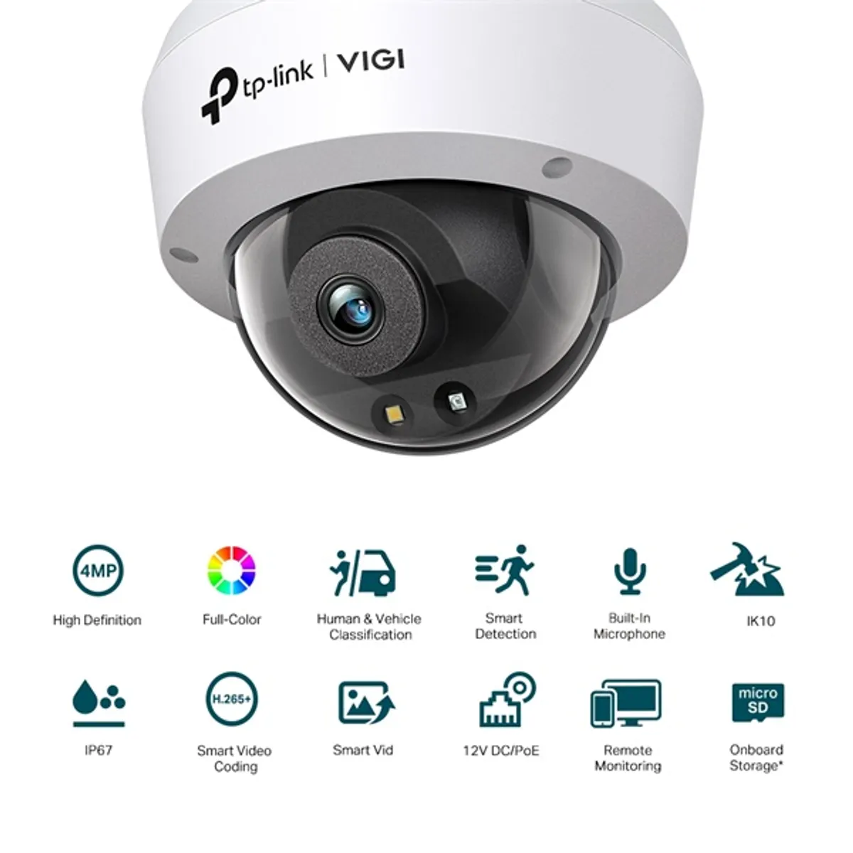 TP-LINK VIGI C240(4MM) 4MP Full-Color dómkamera IP67 IK10 PoE #2