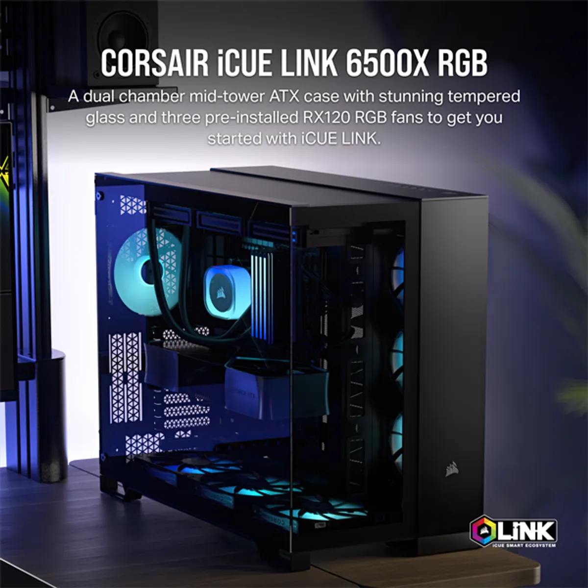 Corsair CC-9011269-WW 6500X RGB iCUE LINK edzett üveg fekete tápegység nélkül #2