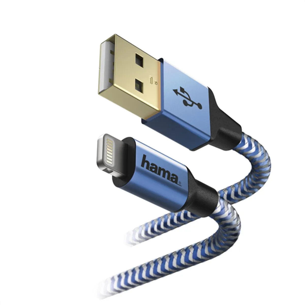 Hama 00201553 Lightning adatkábel 1,5 m kék árnyékolt aranyozott dugó USB 2.0 #1