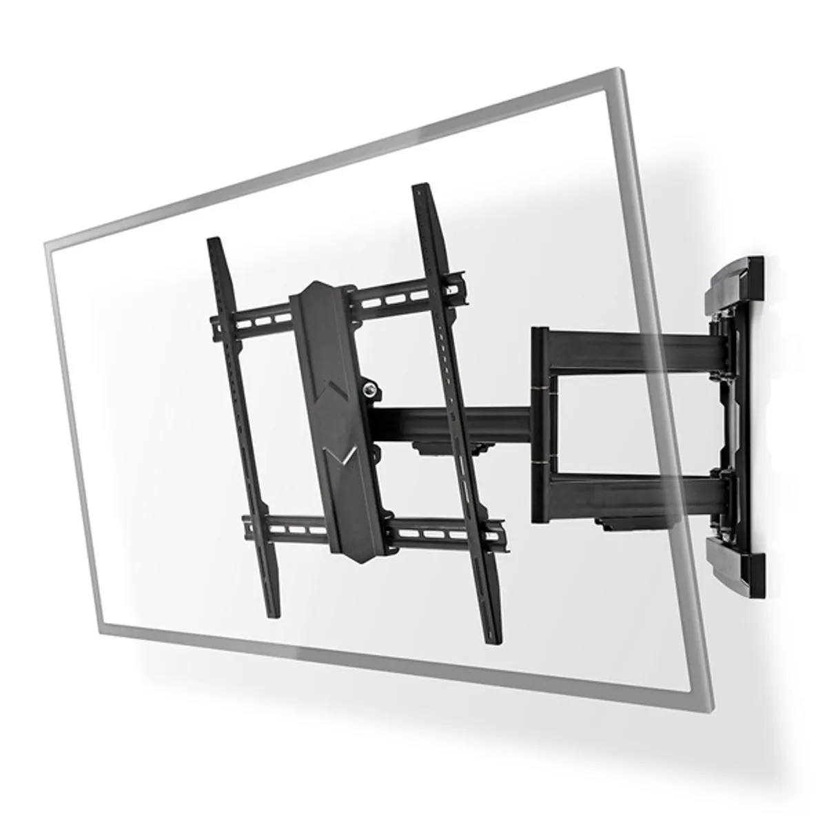 Nedis TVWM6570BK szabadon mozgatható TV-tartókonzol 43-90" 70 kg, dönthető 15°, forgatható 180°, faltól 70-800 mm, VESA 300x200 600x600 800x600 #2