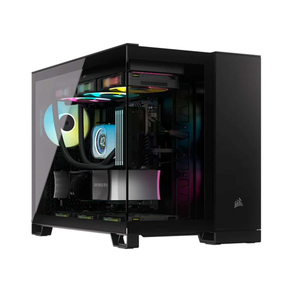 CORSAIR CC-9011267-WW 2500X iCUE link micro-atx duálkamrás edzett üveg fekete táp nélküli #1