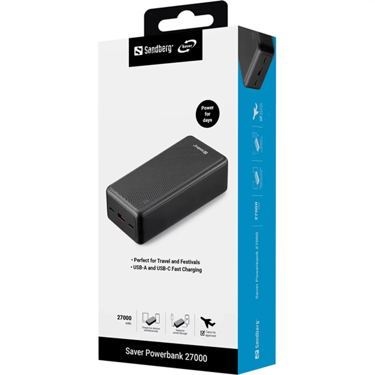 SANDBERG 320-43 Akkubank saver powerbank 27000 mAh usb-c pd 20w usb-a 22.5w #3