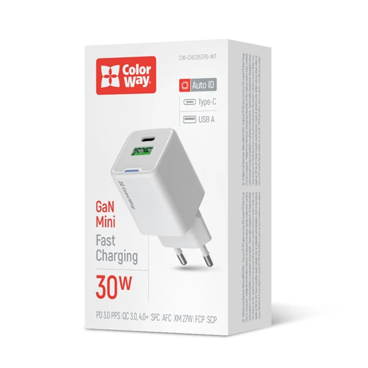 COLORWAY CW-CHS053PD-WT GaN Mini AC töltő 30W PD PPS USB-C és USB-A fehér #2