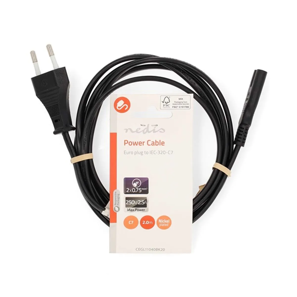 NEDIS CEGL11040BK20 tápkábel IEC-320-C7 2 m 2 x 0.75 mm #3