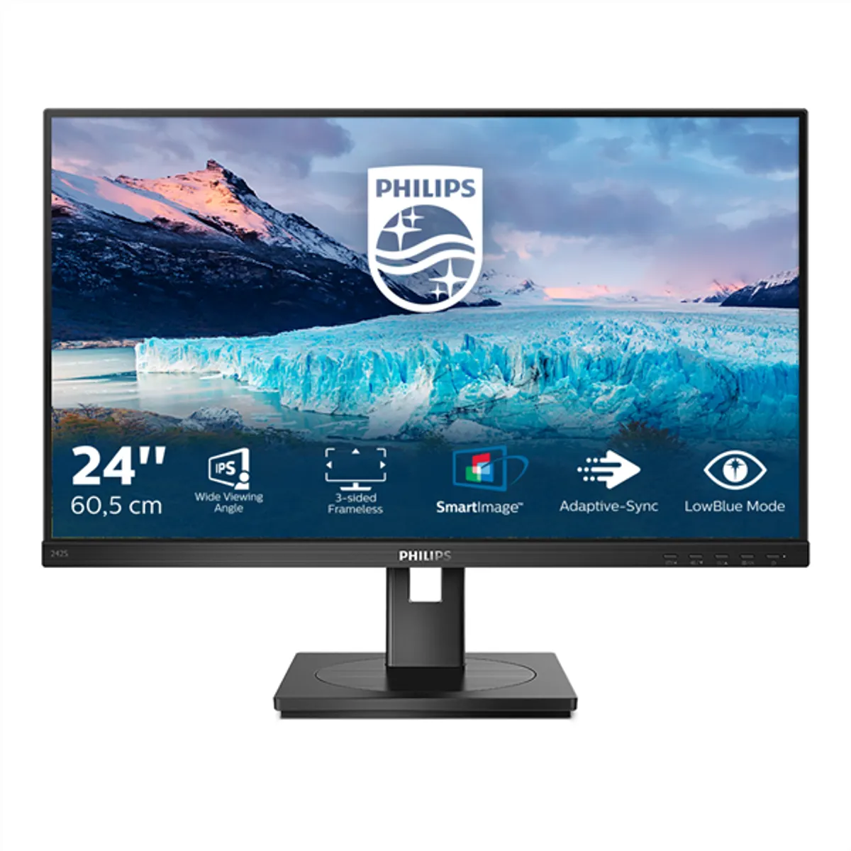 PHI MON 242S1AE/00 monitor 23.8" IPS FHD 75Hz 4ms 250cd/m2 HDMI DP DVI D-Sub Beépített táp VESA 100x100 #1