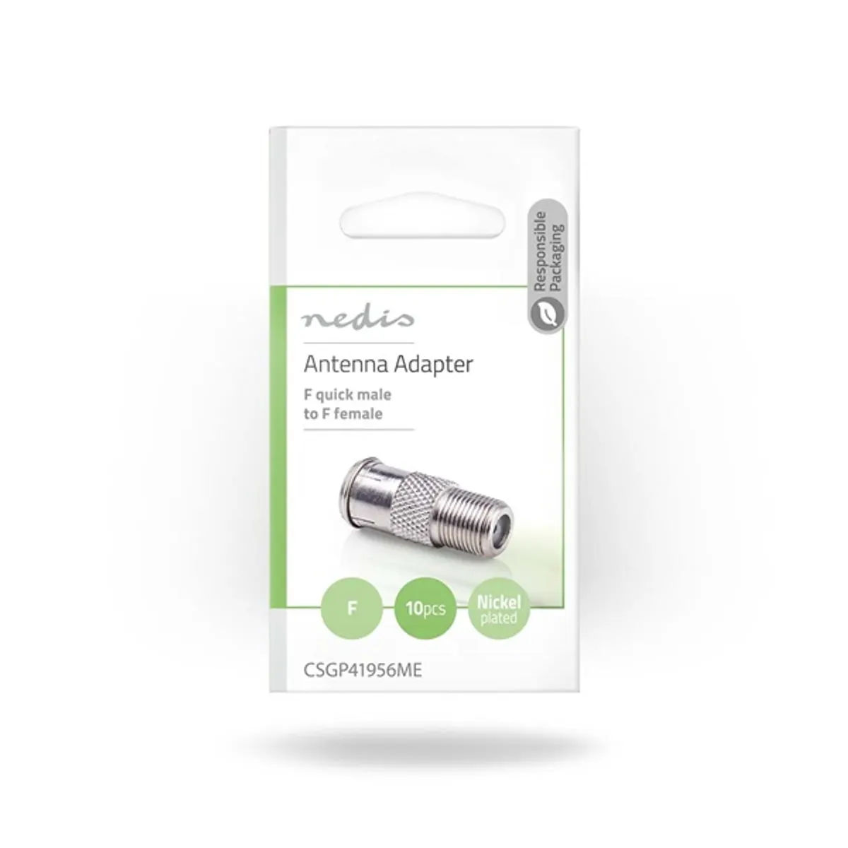 Nedis CSGP41956ME Műholdas és antenna adapter 10 db F férfi gyors, F nő, 75 Ohm, egyenes, nikkelezett, fém #5