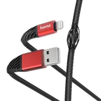HAMA 00201538 Extreme USB-A Lightning kábel dupla szövetkabát alumínium ház 1,5 m USB 2.0 2,4 A 5V